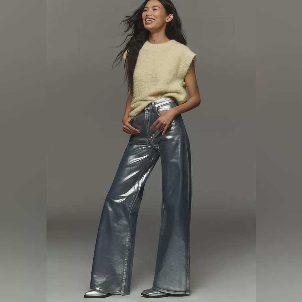 Joe's Jeans Womens The Mia High Rise, Wide Leg Party Indigo Coated Jeans